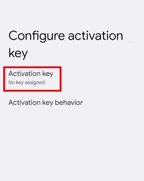 Tap where it says Activation key, No key assigned